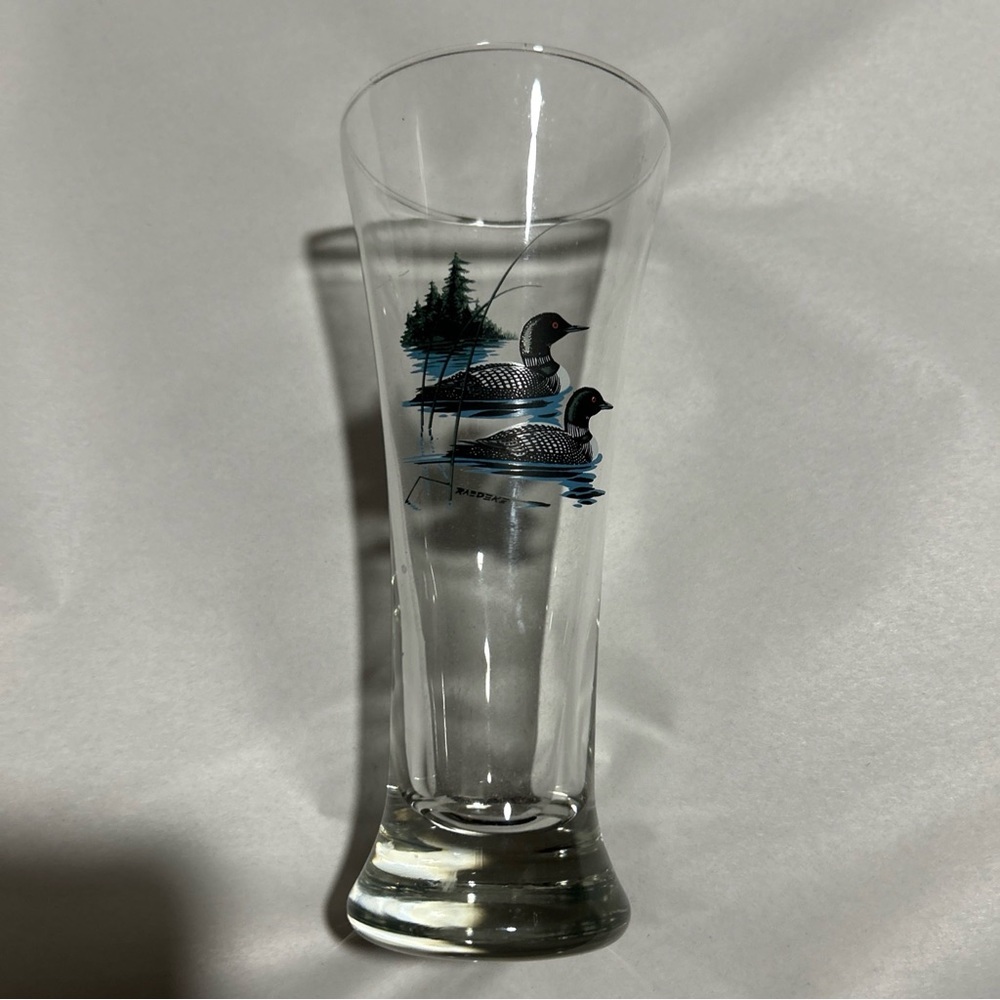 Jerry Raedeke Vintage Loon Art Glass Beer Pilsner RARE